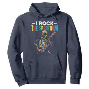 Autism Skeleton Rocker Hoodie I Rock The Spectrum Autism Awareness TS11 Navy Print Your Wear