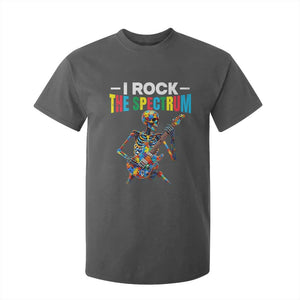 Autism Skeleton Rocker T Shirt For Kid I Rock The Spectrum Autism Awareness TS11 Dark Heather Print Your Wear