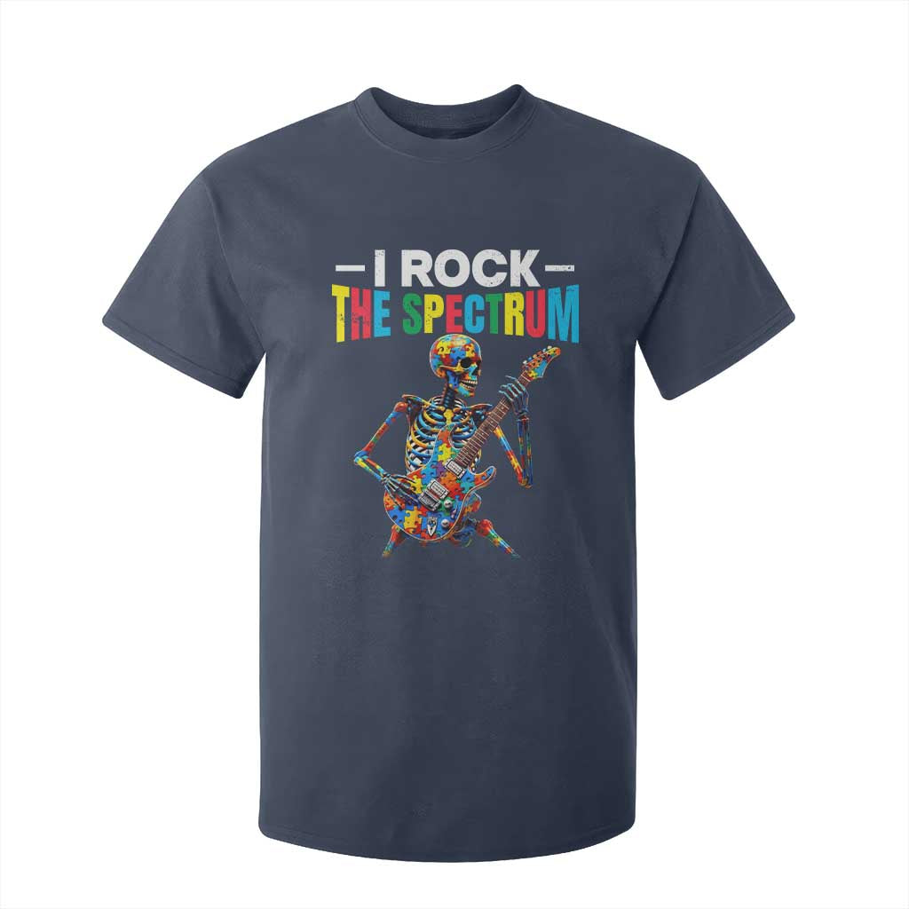 Autism Skeleton Rocker T Shirt For Kid I Rock The Spectrum Autism Awareness TS11 Navy Print Your Wear