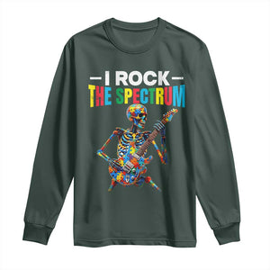 Autism Skeleton Rocker Long Sleeve Shirt I Rock The Spectrum Autism Awareness TS11 Dark Forest Green Print Your Wear