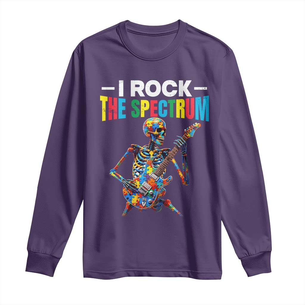 Autism Skeleton Rocker Long Sleeve Shirt I Rock The Spectrum Autism Awareness TS11 Purple Print Your Wear