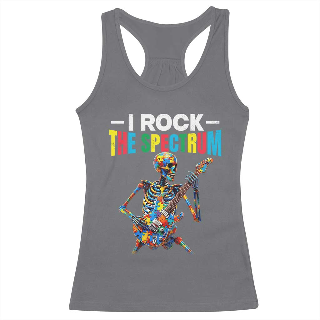 Autism Skeleton Rocker Racerback Tank Top I Rock The Spectrum Autism Awareness TS11 Charcoal Print Your Wear