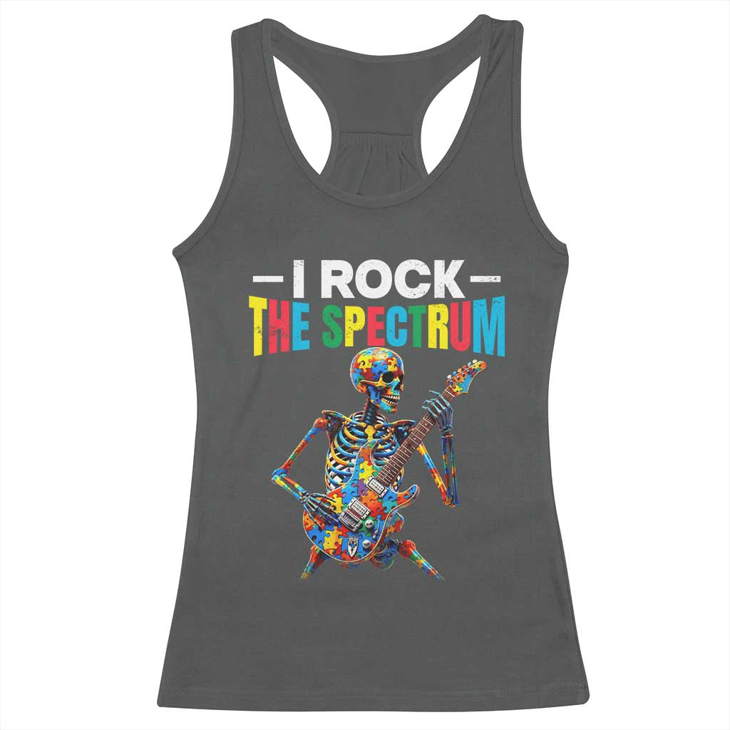 Autism Skeleton Rocker Racerback Tank Top I Rock The Spectrum Autism Awareness TS11 Dark Heather Print Your Wear
