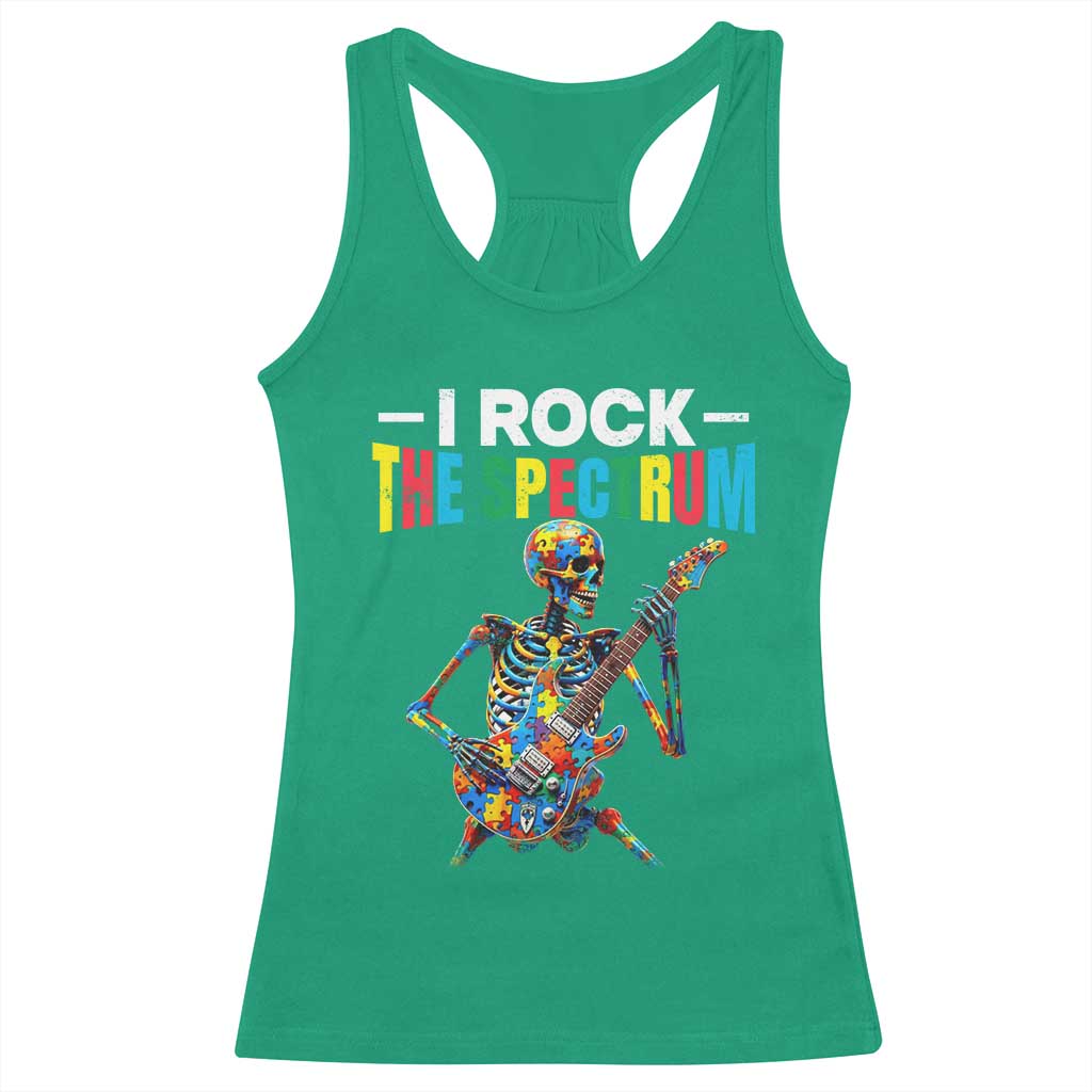 Autism Skeleton Rocker Racerback Tank Top I Rock The Spectrum Autism Awareness TS11 Irish Green Print Your Wear