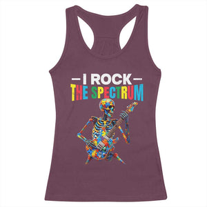 Autism Skeleton Rocker Racerback Tank Top I Rock The Spectrum Autism Awareness TS11 Maroon Print Your Wear