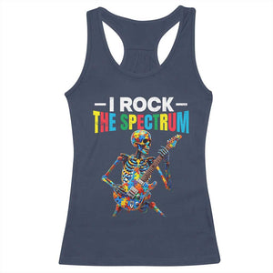 Autism Skeleton Rocker Racerback Tank Top I Rock The Spectrum Autism Awareness TS11 Navy Print Your Wear