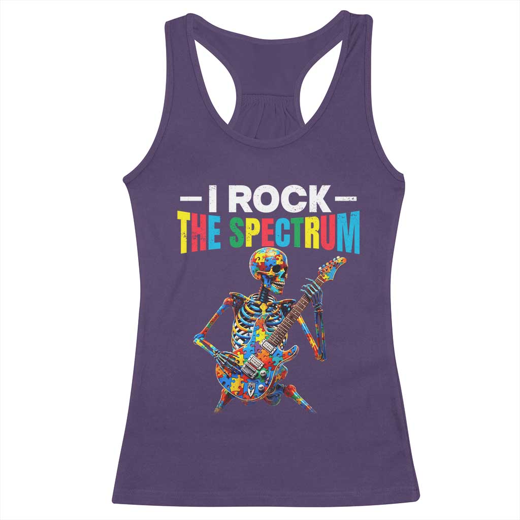Autism Skeleton Rocker Racerback Tank Top I Rock The Spectrum Autism Awareness TS11 Purple Print Your Wear
