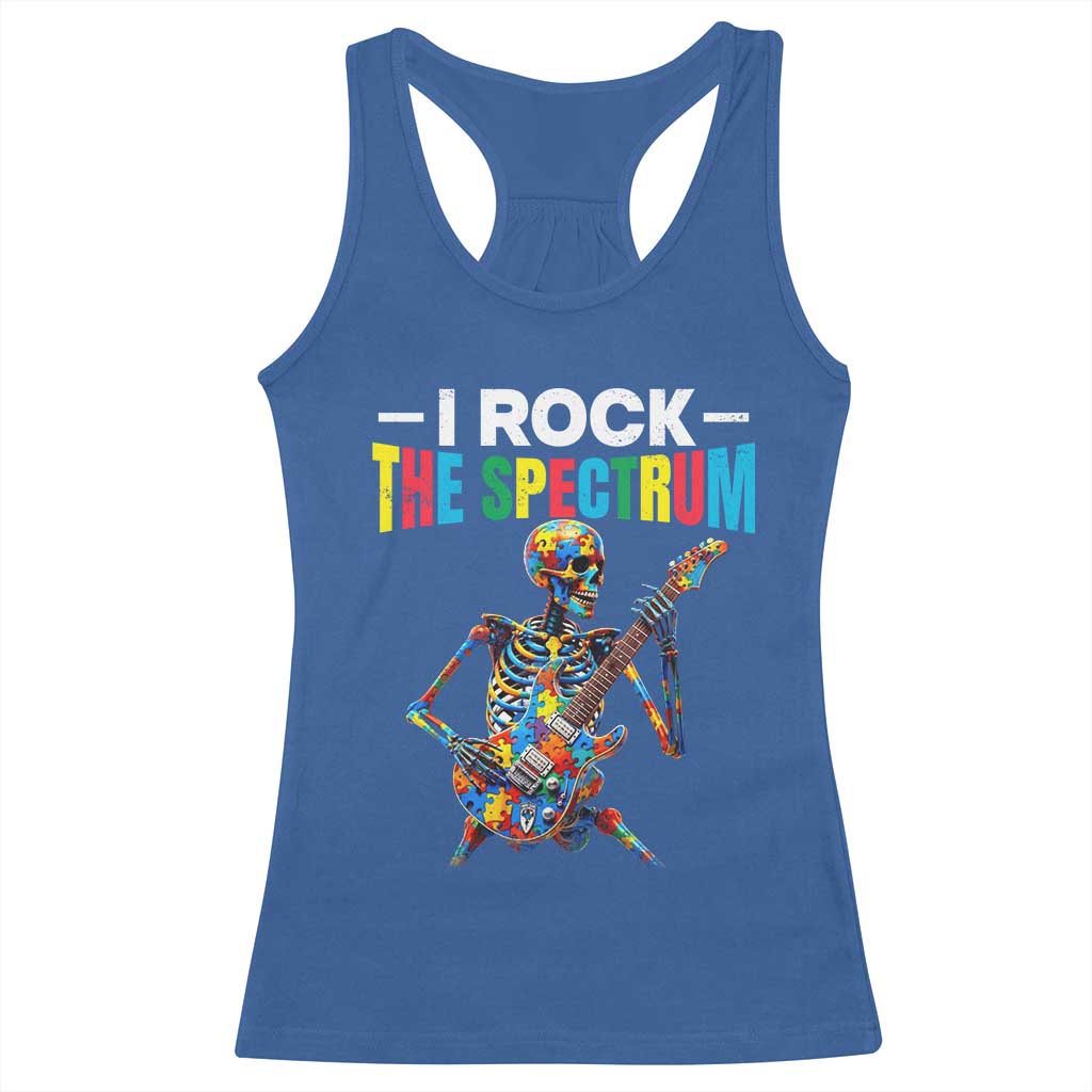 Autism Skeleton Rocker Racerback Tank Top I Rock The Spectrum Autism Awareness TS11 Royal Blue Print Your Wear