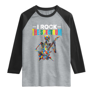 Autism Skeleton Rocker Raglan Shirt I Rock The Spectrum Autism Awareness TS11 Heather Gray Black Print Your Wear
