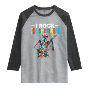 Autism Skeleton Rocker Raglan Shirt I Rock The Spectrum Autism Awareness TS11 Heather Gray Heather Charcoal Print Your Wear