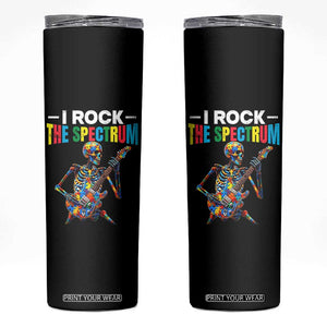 Autism Skeleton Rocker Skinny Tumbler I Rock The Spectrum Autism Awareness TS11 Black Print Your Wear