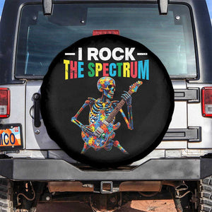 Autism Skeleton Rocker Spare Tire Cover I Rock The Spectrum Autism Awareness TS11 No hole Black Print Your Wear