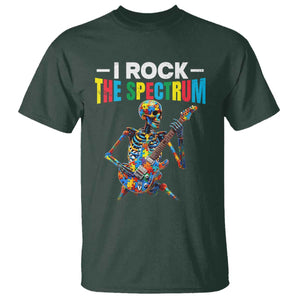 Autism Skeleton Rocker T Shirt I Rock The Spectrum Autism Awareness TS11 Dark Forest Green Print Your Wear