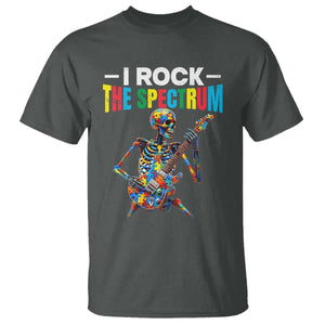 Autism Skeleton Rocker T Shirt I Rock The Spectrum Autism Awareness TS11 Dark Heather Print Your Wear