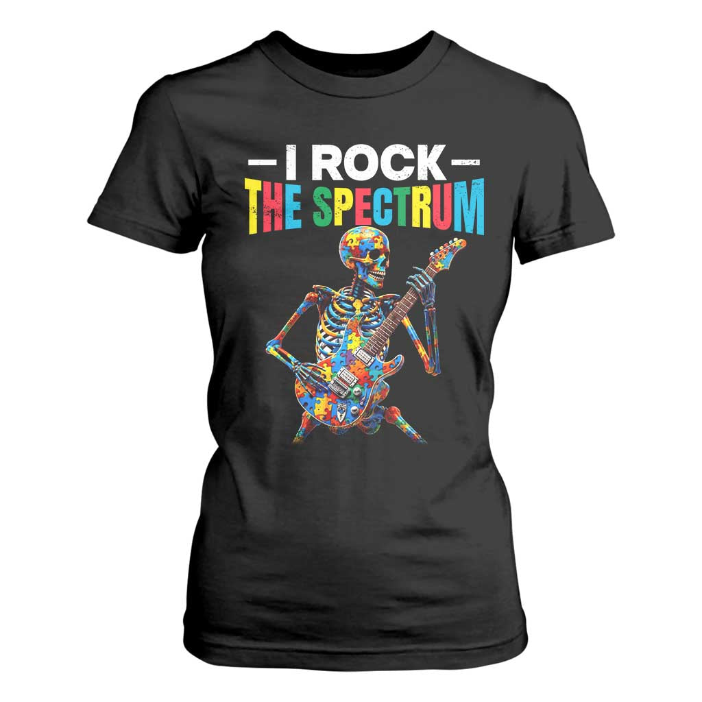 Autism Skeleton Rocker T Shirt For Women I Rock The Spectrum Autism Awareness TS11 Black Print Your Wear