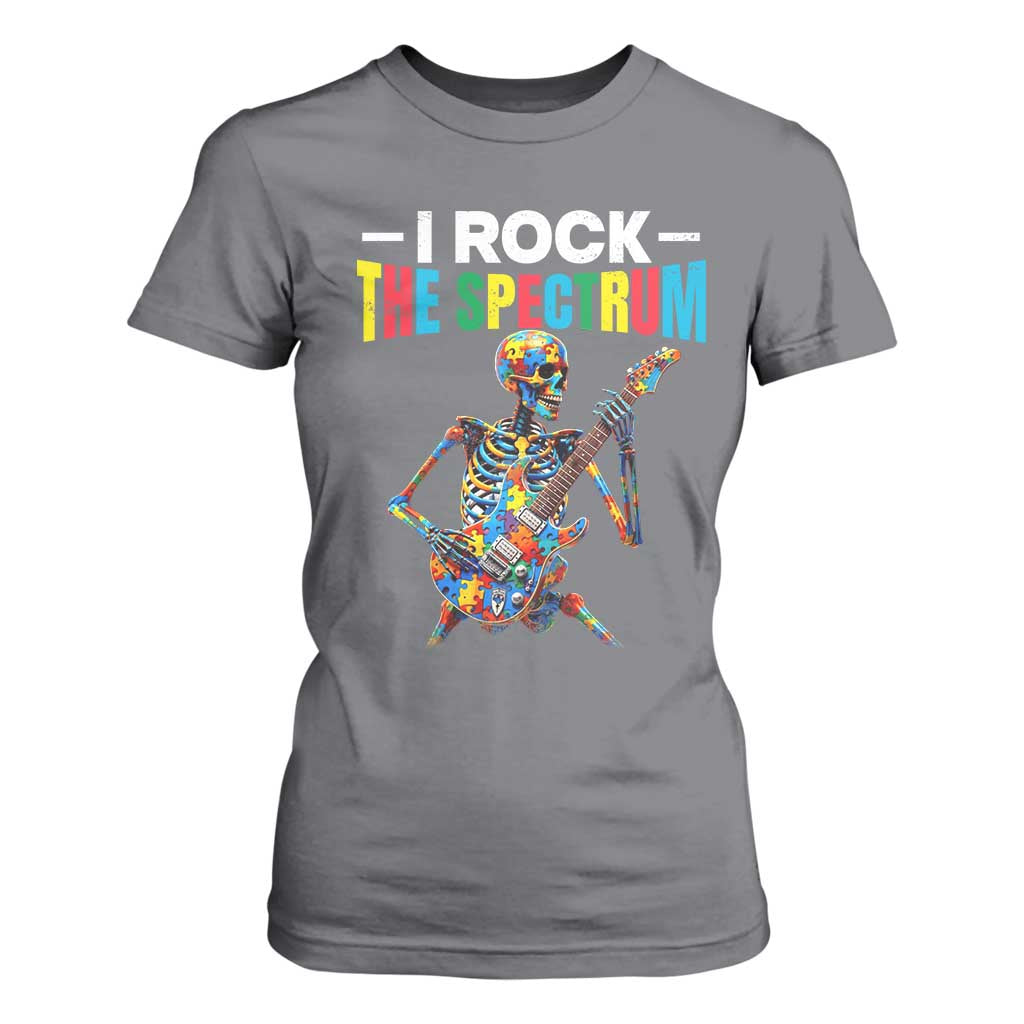 Autism Skeleton Rocker T Shirt For Women I Rock The Spectrum Autism Awareness TS11 Charcoal Print Your Wear