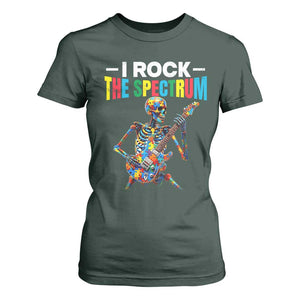 Autism Skeleton Rocker T Shirt For Women I Rock The Spectrum Autism Awareness TS11 Dark Forest Green Print Your Wear