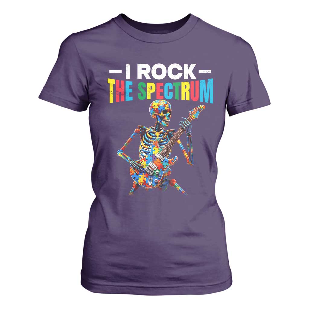 Autism Skeleton Rocker T Shirt For Women I Rock The Spectrum Autism Awareness TS11 Purple Print Your Wear