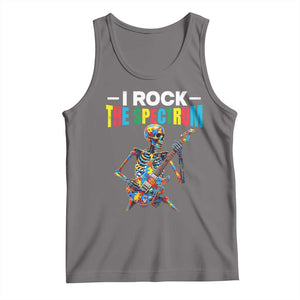 Autism Skeleton Rocker Tank Top I Rock The Spectrum Autism Awareness TS11 Deep Heather Print Your Wear