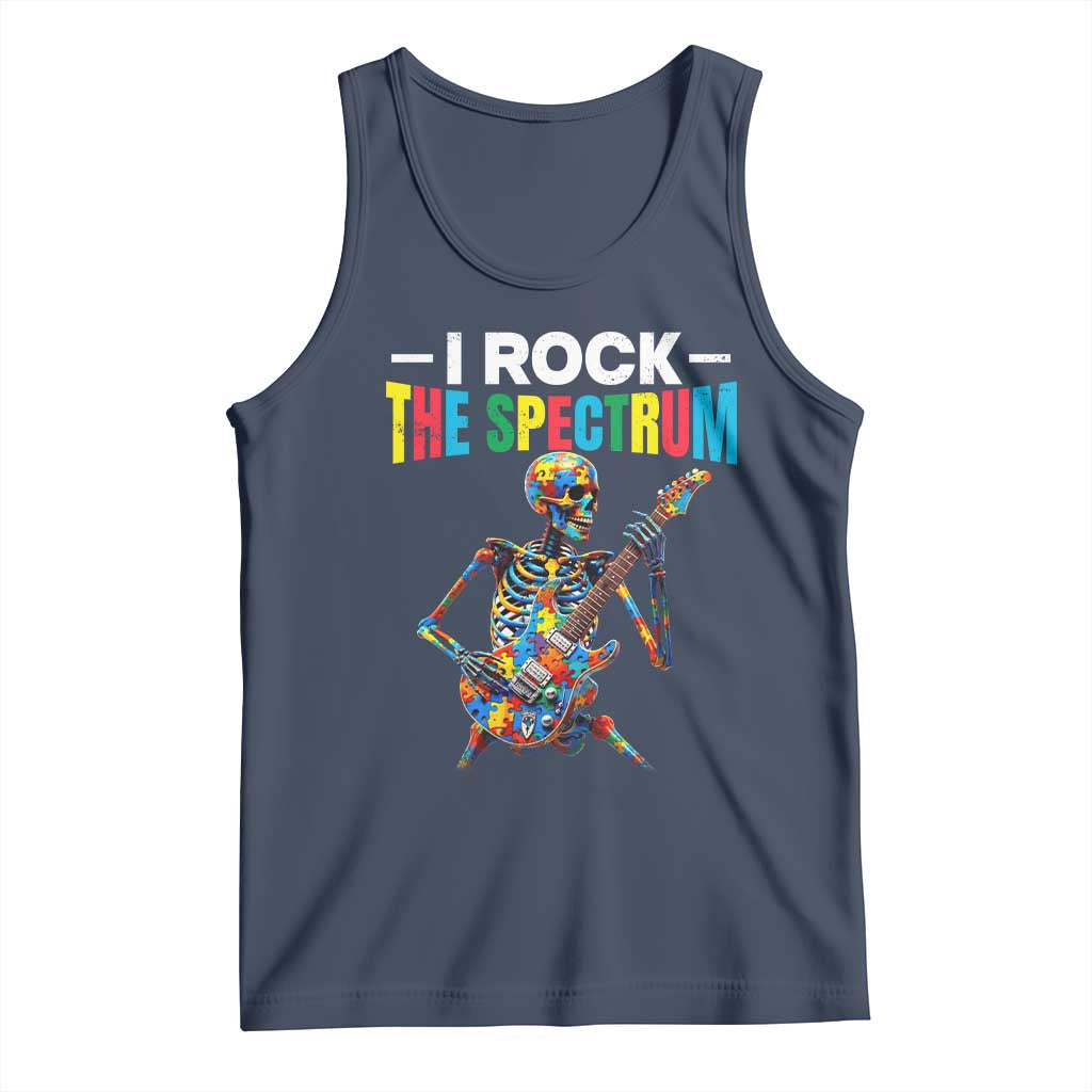 Autism Skeleton Rocker Tank Top I Rock The Spectrum Autism Awareness TS11 Navy Print Your Wear