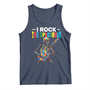 Autism Skeleton Rocker Tank Top I Rock The Spectrum Autism Awareness TS11 Navy Print Your Wear