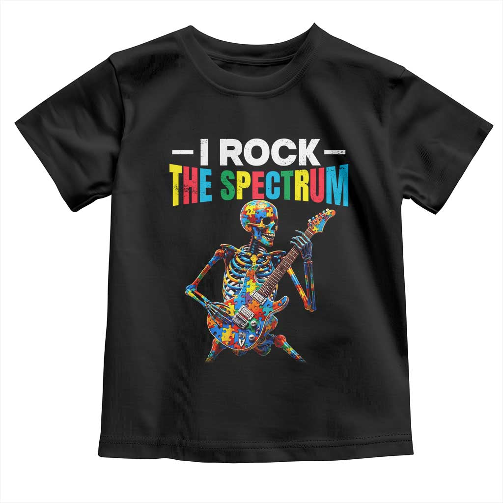 Autism Skeleton Rocker Toddler T Shirt I Rock The Spectrum Autism Awareness TS11 Black Print Your Wear