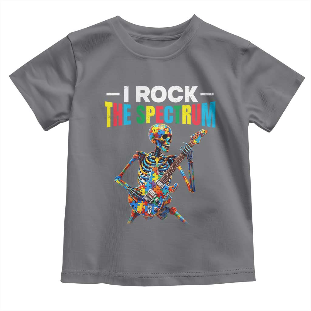 Autism Skeleton Rocker Toddler T Shirt I Rock The Spectrum Autism Awareness TS11 Charcoal Print Your Wear