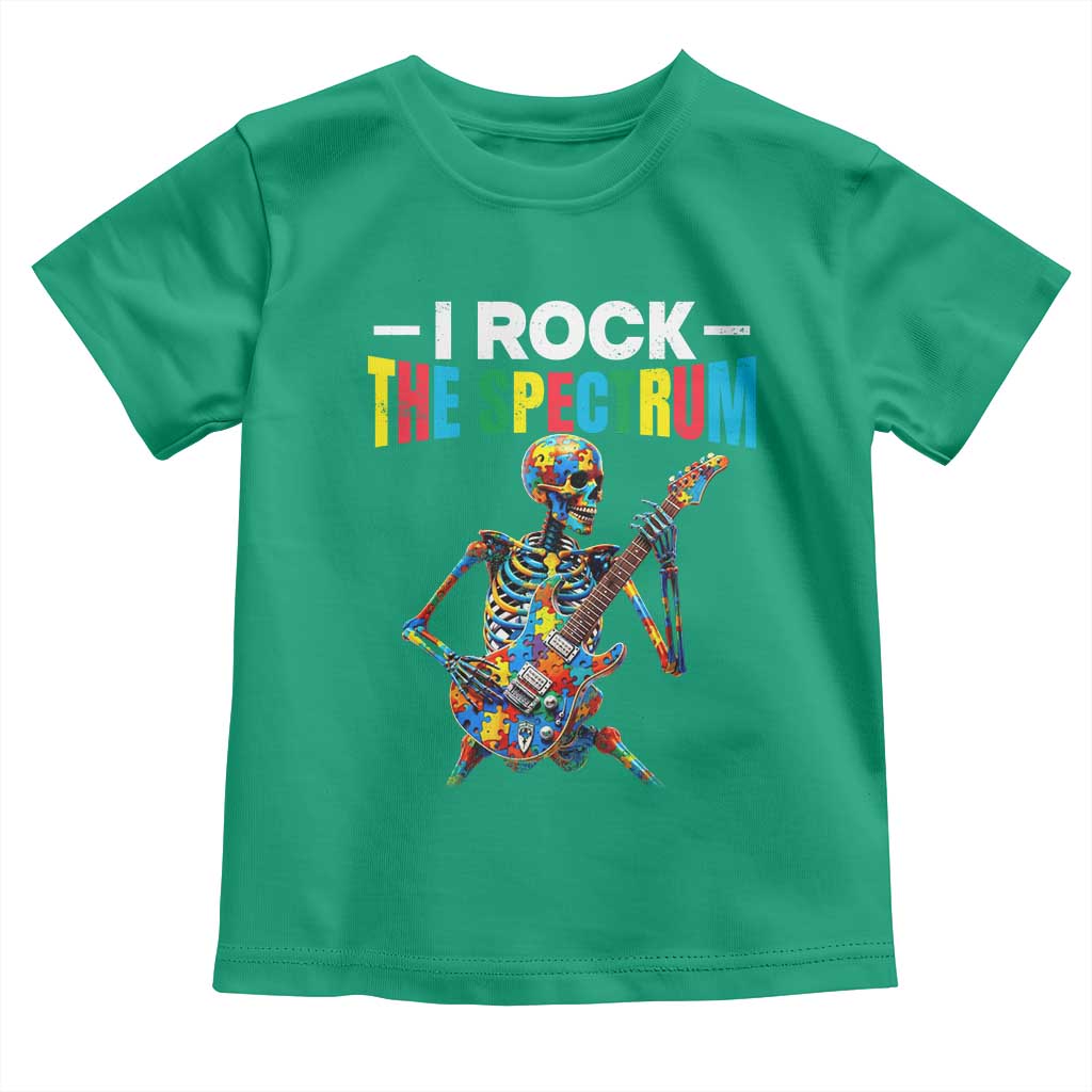 Autism Skeleton Rocker Toddler T Shirt I Rock The Spectrum Autism Awareness TS11 Irish Green Print Your Wear