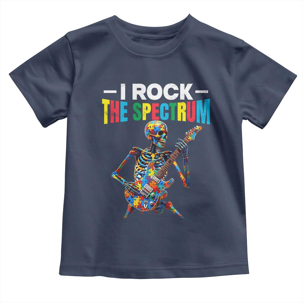 Autism Skeleton Rocker Toddler T Shirt I Rock The Spectrum Autism Awareness TS11 Navy Print Your Wear