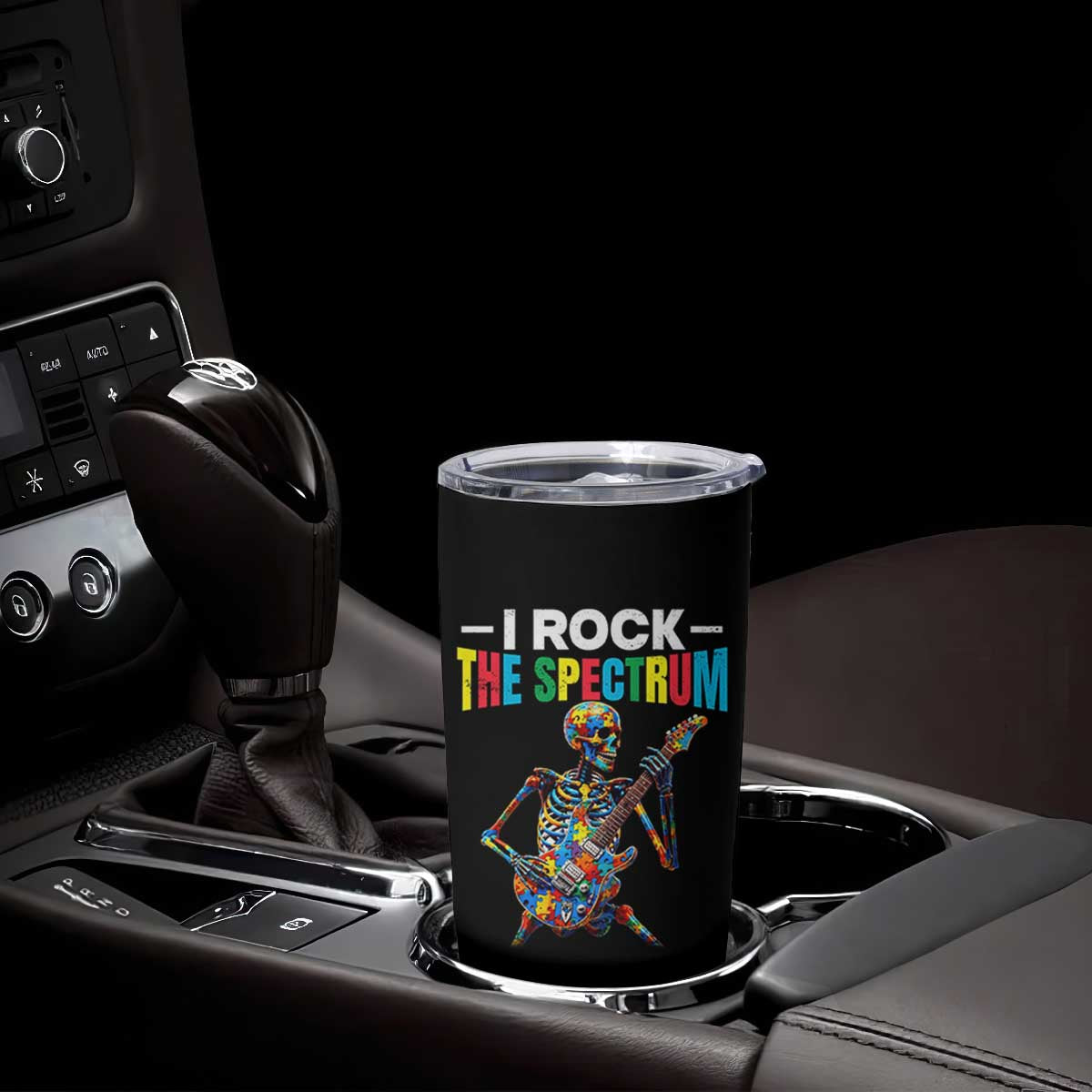 Autism Skeleton Rocker Tumbler Cup I Rock The Spectrum Autism Awareness TS11 Print Your Wear