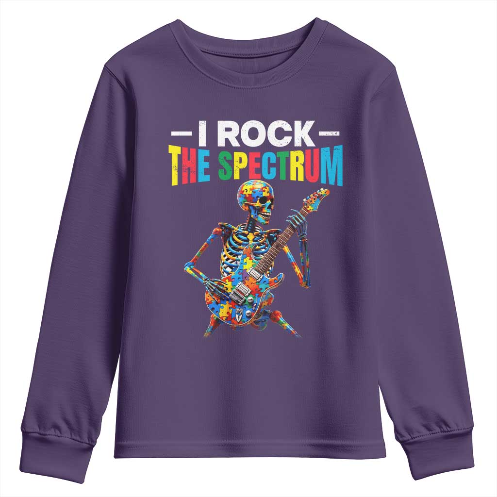 Autism Skeleton Rocker Youth Sweatshirt I Rock The Spectrum Autism Awareness TS11 Purple Print Your Wear