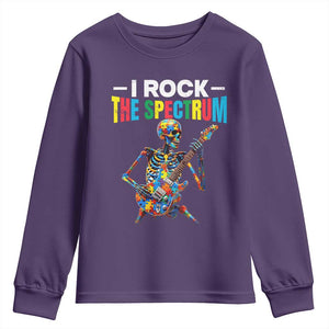 Autism Skeleton Rocker Youth Sweatshirt I Rock The Spectrum Autism Awareness TS11 Purple Print Your Wear