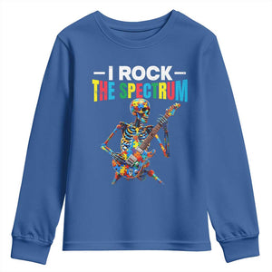 Autism Skeleton Rocker Youth Sweatshirt I Rock The Spectrum Autism Awareness TS11 Royal Blue Print Your Wear