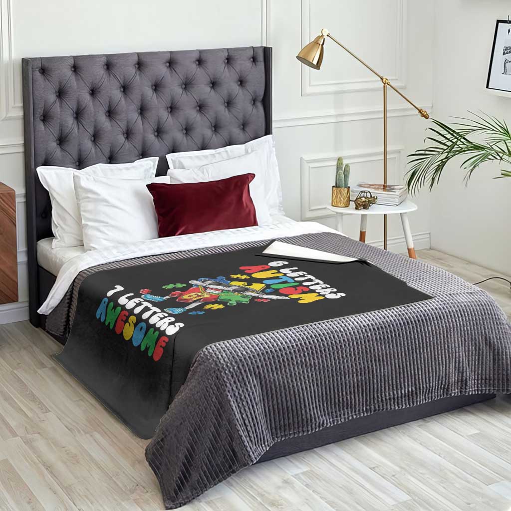 Funny 67 Autism Awareness Throw Blanket 6 Letters Autism 7 Letters Awesome Dabbing Puzzle TS11 Print Your Wear