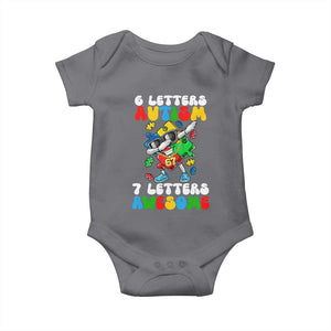 Funny 67 Autism Awareness Baby Onesie 6 Letters Autism 7 Letters Awesome Dabbing Puzzle TS11 Charcoal Print Your Wear
