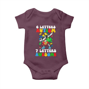 Funny 67 Autism Awareness Baby Onesie 6 Letters Autism 7 Letters Awesome Dabbing Puzzle TS11 Maroon Print Your Wear