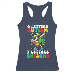Funny 67 Autism Awareness Racerback Tank Top 6 Letters Autism 7 Letters Awesome Dabbing Puzzle TS11 Navy Print Your Wear