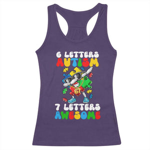 Funny 67 Autism Awareness Racerback Tank Top 6 Letters Autism 7 Letters Awesome Dabbing Puzzle TS11 Purple Print Your Wear