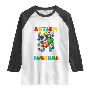 Funny 67 Autism Awareness Raglan Shirt 6 Letters Autism 7 Letters Awesome Dabbing Puzzle TS11 White Heather Charcoal Print Your Wear