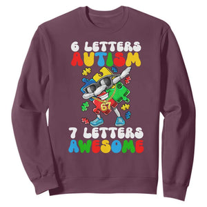 Funny 67 Autism Awareness Sweatshirt 6 Letters Autism 7 Letters Awesome Dabbing Puzzle TS11 Maroon Print Your Wear