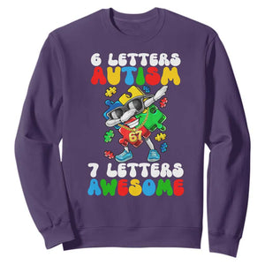 Funny 67 Autism Awareness Sweatshirt 6 Letters Autism 7 Letters Awesome Dabbing Puzzle TS11 Purple Print Your Wear