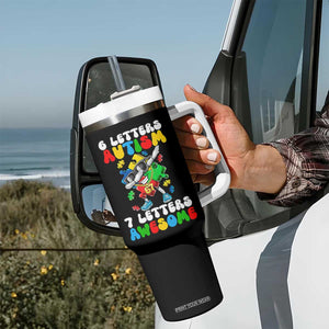 Funny 67 Autism Awareness Tumbler With Handle 6 Letters Autism 7 Letters Awesome Dabbing Puzzle TS11 Print Your Wear