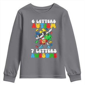 Funny 67 Autism Awareness Youth Sweatshirt 6 Letters Autism 7 Letters Awesome Dabbing Puzzle TS11 Charcoal Print Your Wear