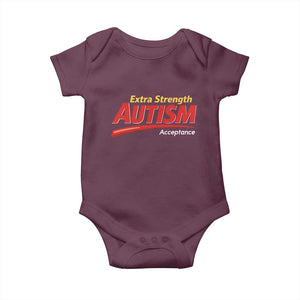 Funny Extra Strength Autism Acceptance Inappropriate Autism Meme Baby Onesie TS11 Maroon Print Your Wear