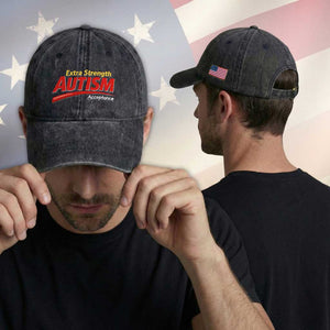 Funny Extra Strength Autism Acceptance Inappropriate Autism Meme Washed Cotton Baseball Cap