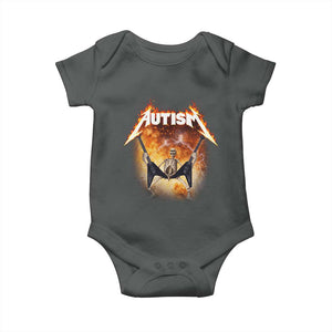 Autism Skeleton Rocker Baby Onesie Hardcore Rock Style Artwork TS11 Dark Heather Print Your Wear