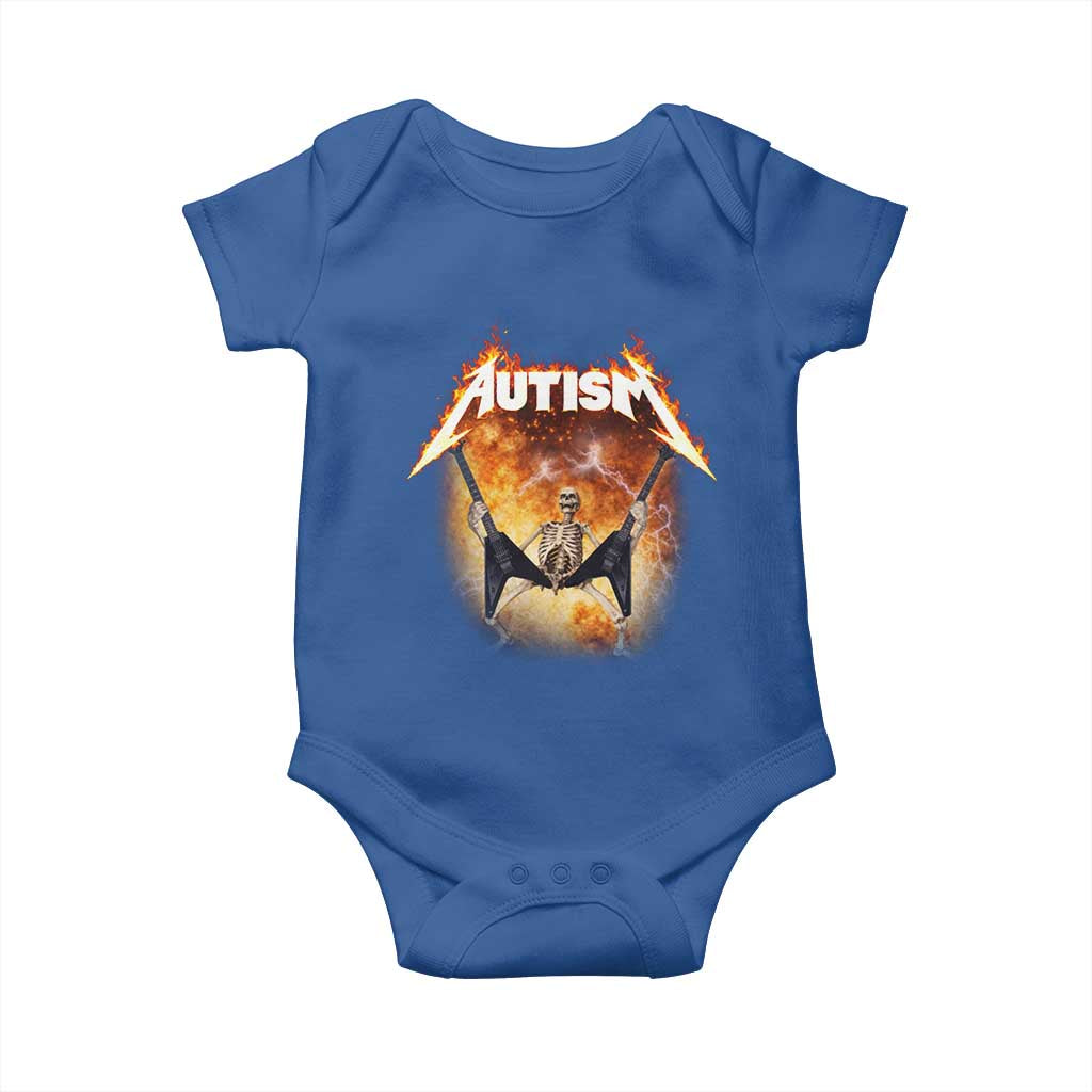 Autism Skeleton Rocker Baby Onesie Hardcore Rock Style Artwork TS11 Royal Blue Print Your Wear