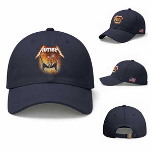 Autism Skeleton Rocker Baseball Cap Hardcore Rock Style Artwork TS11 Baseball Cap Universal Fit Navy Print Your Wear