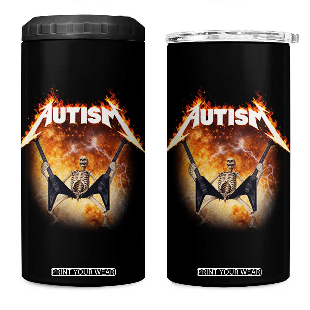 Autism Skeleton Rocker 4 in 1 Can Cooler Tumbler Hardcore Rock Style Artwork TS11 One Size: 16 oz Black Print Your Wear