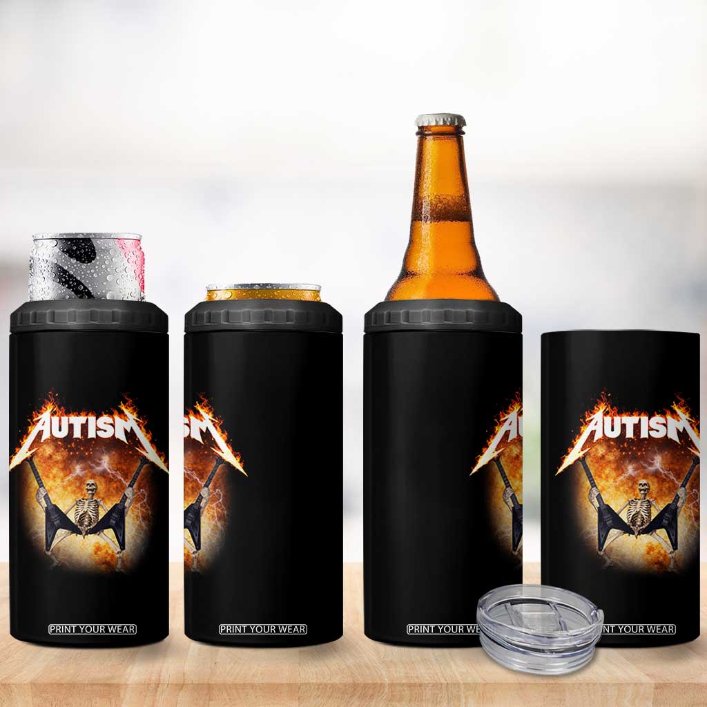 Autism Skeleton Rocker 4 in 1 Can Cooler Tumbler Hardcore Rock Style Artwork TS11 Print Your Wear